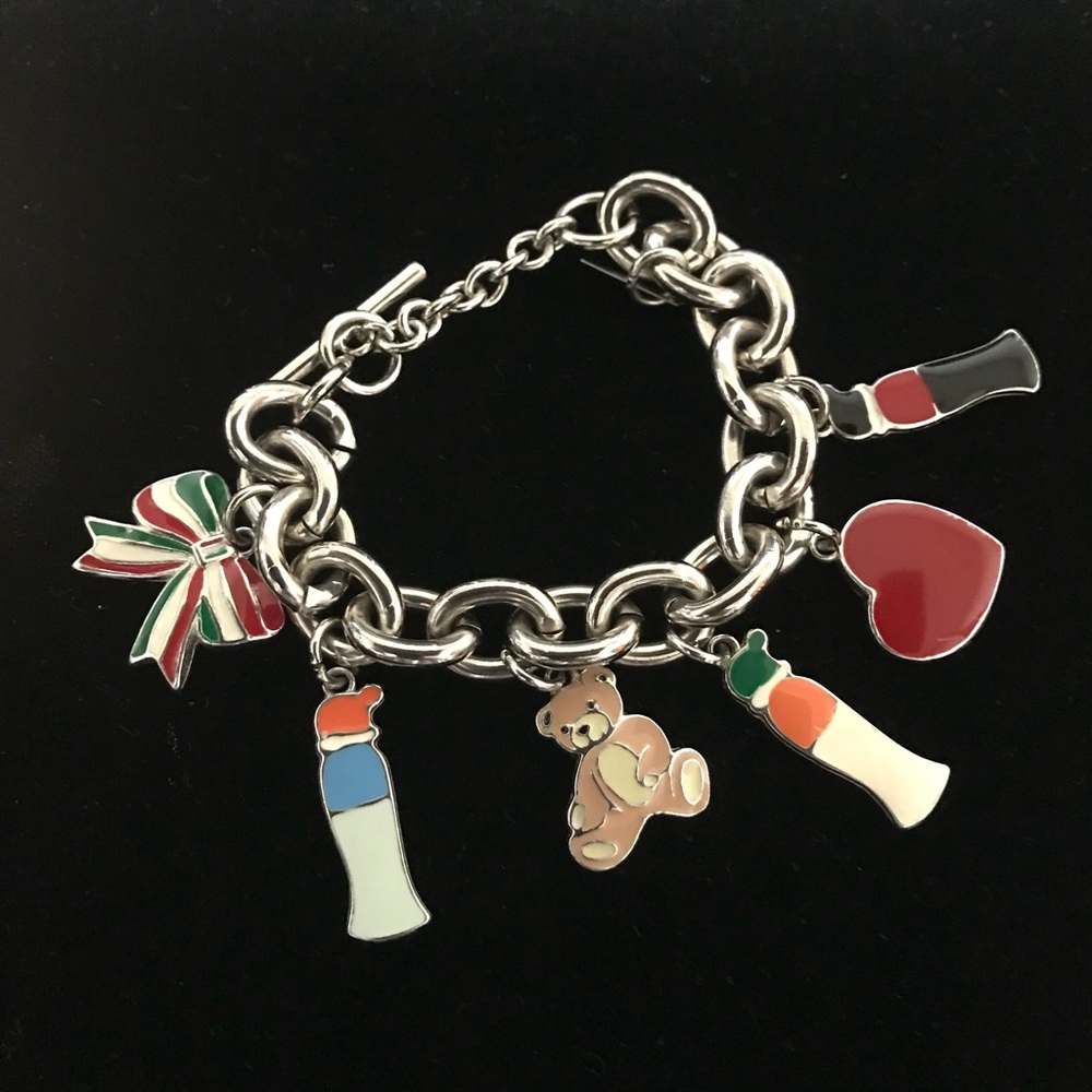 Moschino Vintage Charm Bracelet Heart Bear